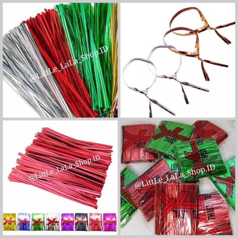 

kawat pengikat plastik roti twisttie warna warni/kemasan snack/plastik biskuit/kartu ucapan sovenir pita kawat potongan/twistie/twist tie/tali plastik