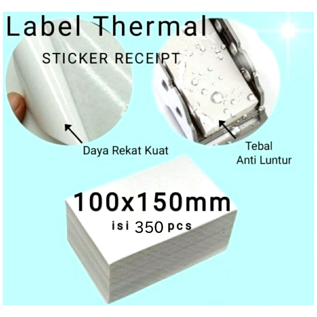 GROSIR Kertas Thermal Label Sticker Barcode 100x150 ROLL 350pcs LIPAT 500lbr ukuran A6/Stiker Termal Tanpa Ribbon