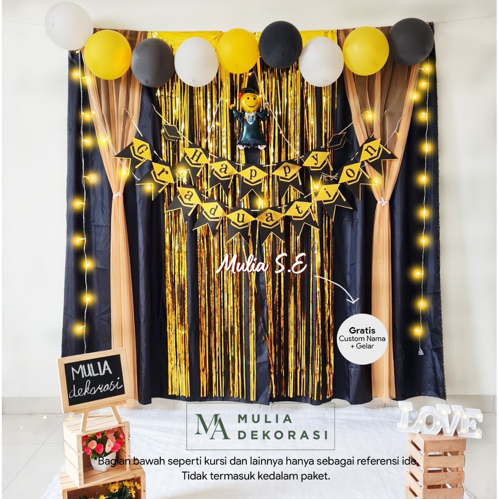 Dekorasi Backdrop Wisuda Kelulusan Background Bekdrop DIY Paket Graduation + Ballon Toga