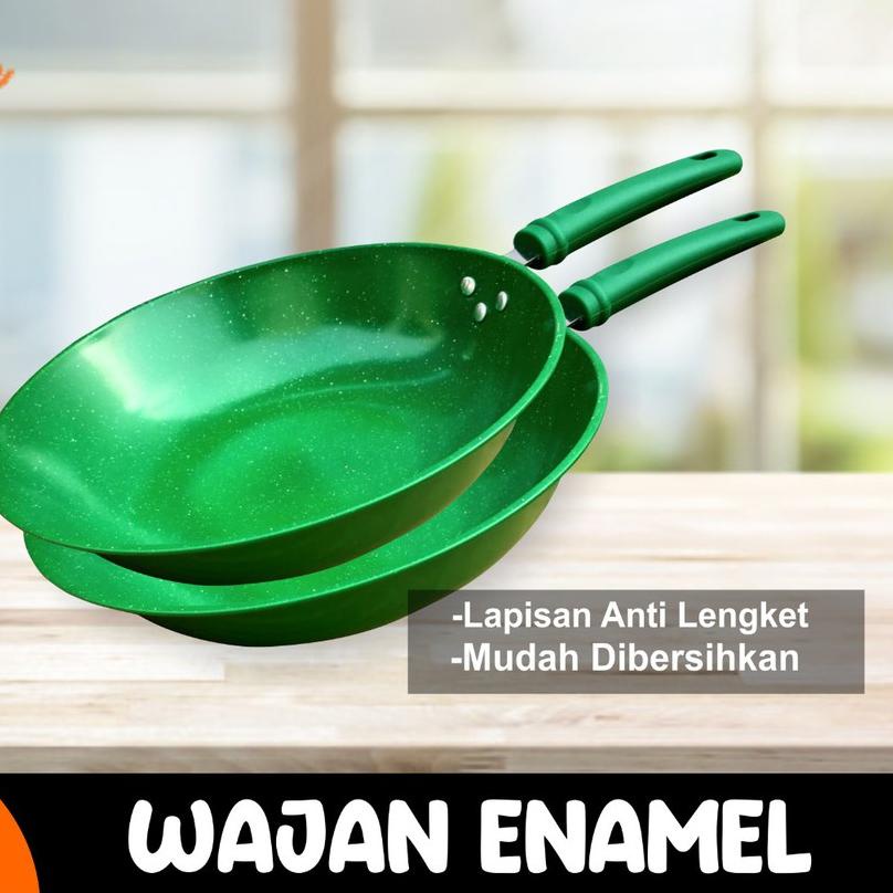 ☈ [SERBU MURAH] Wajan GAGANG Enamel Warna Warni Anti Lengket ❆