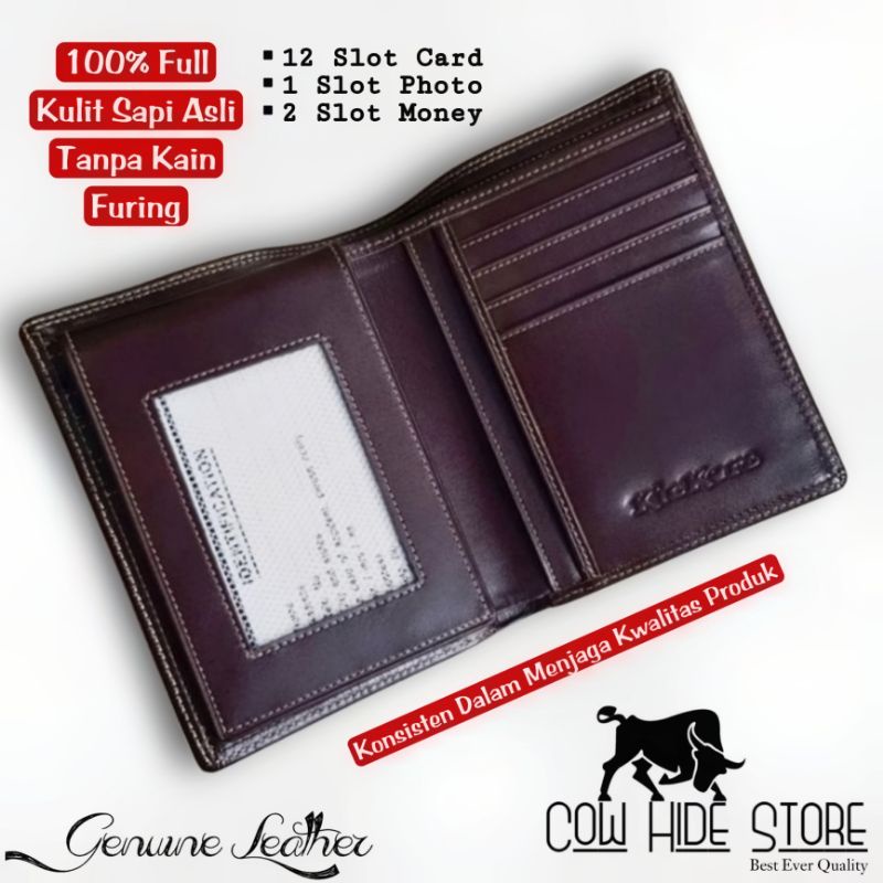 Dompet Pria Kulit Asli Bifold Up Emboss Kickers - 15 Slot-2