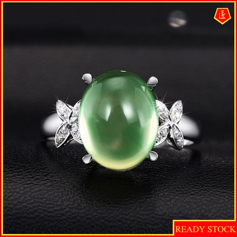 [Ready Stock]Elegant Green Opal Double Butterfly Ring Fashionable and Elegant