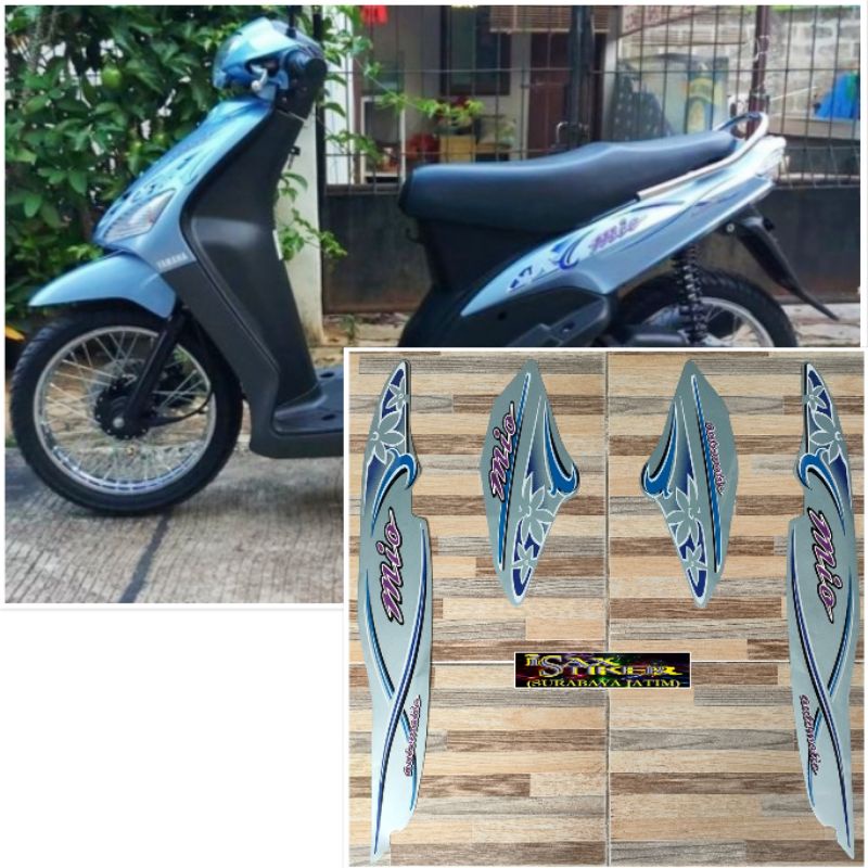 BARU_ STRIPING ORIGINAL YAMAHA MIO SPORTY BUNGAH BIRU MUDA TELOR ASIN TAHUN 2004 2005