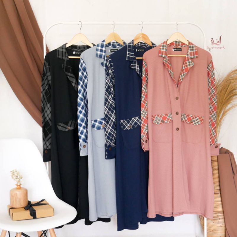 OUTER QUENZA BY UMMAH ORIGINAL TERBARU  LONG CARDIGAN KNIT PREMIUM / KOREAN BLAZER SQUARE MUSLIMAH U