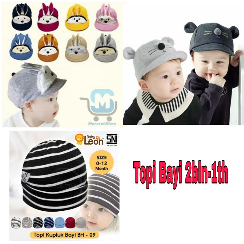 Topi bayi laki laki perempuan motif kucing,Topi anak batita-1