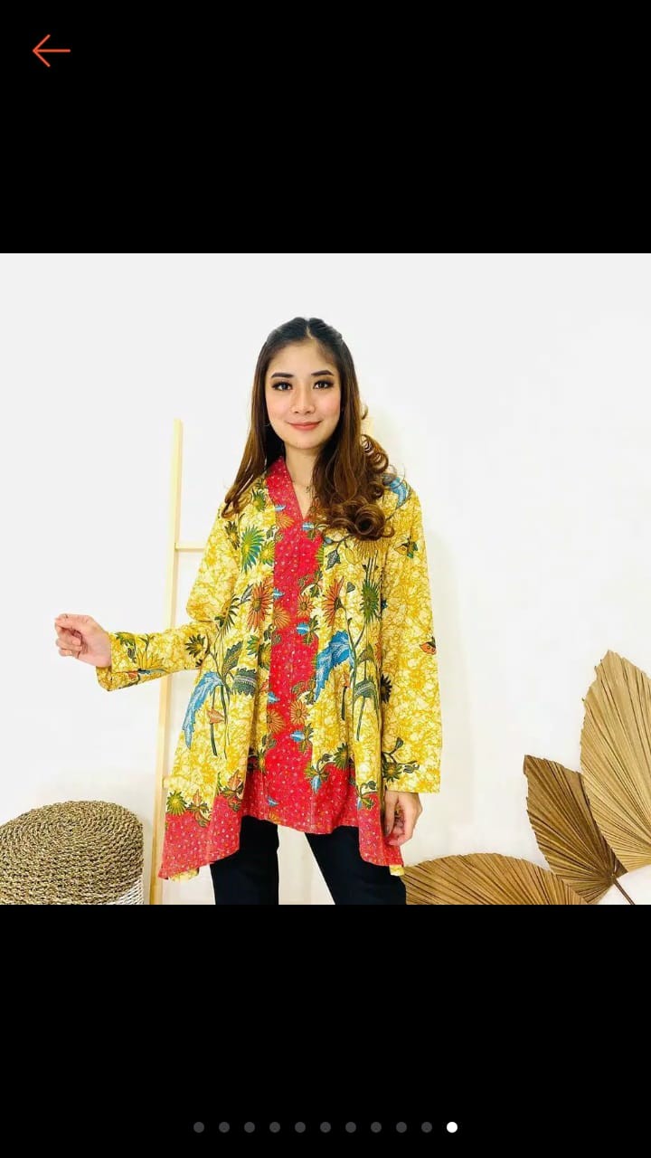 Benang Raja Atasan Batik Wanita Lengan Panjang Ukuran M L Xl