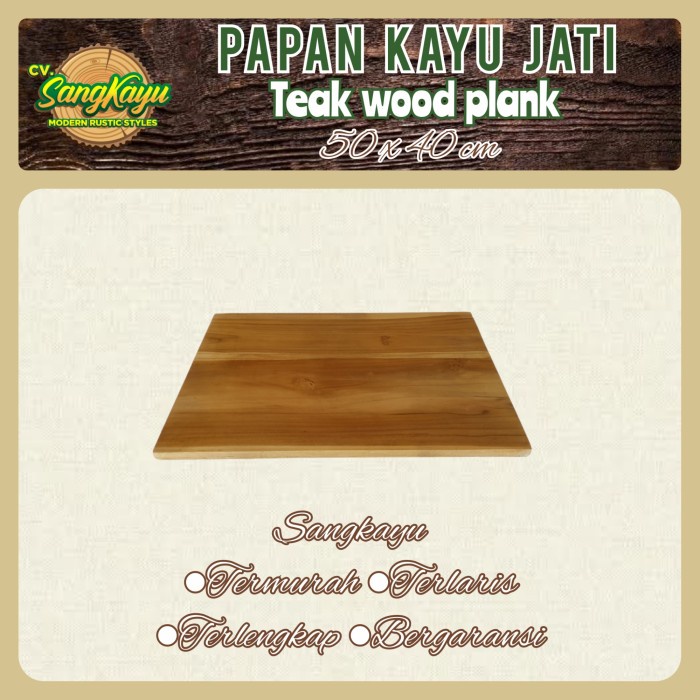 Papan kayu jati asli 50x40 papan ambalan wooden board bahan daun meja