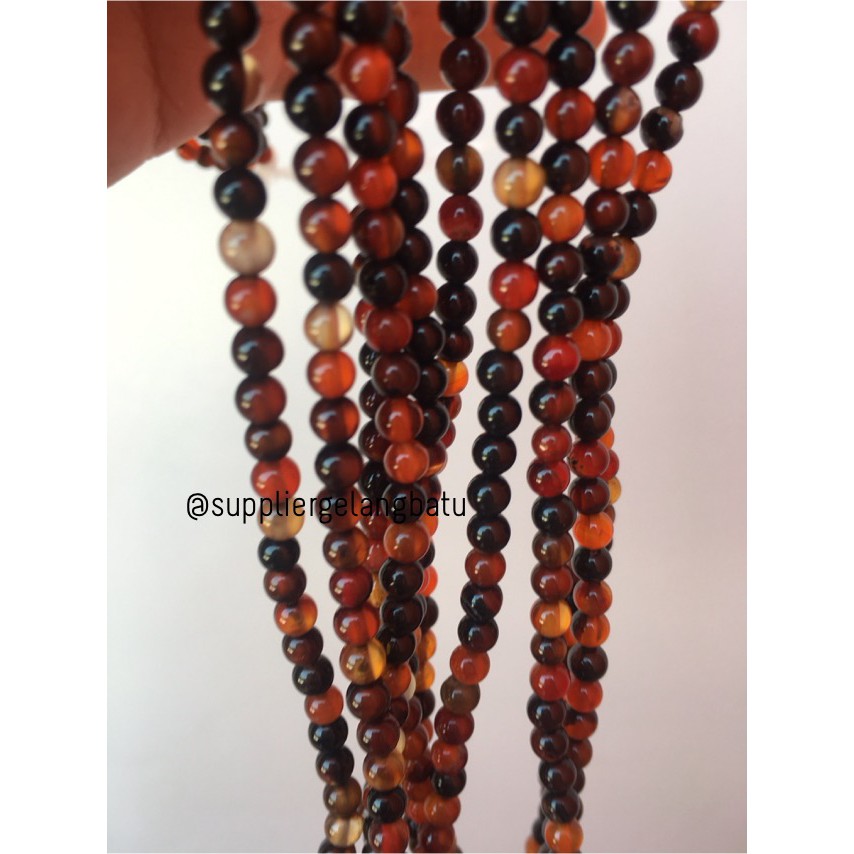 batu 4mm black red carnelian bahan aksesoris manik fashion rajut akik supplier kerajinan grosir