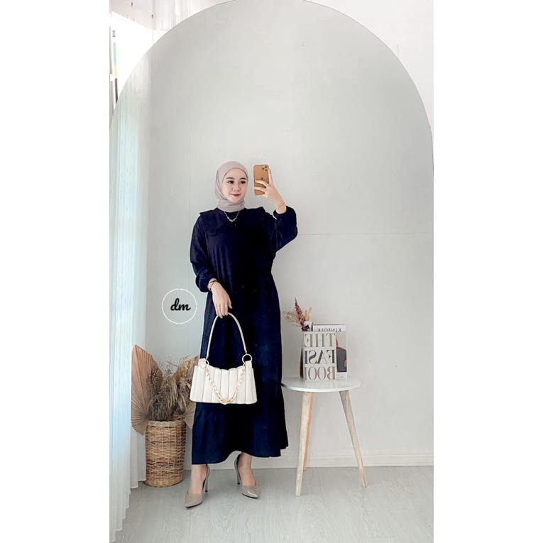 Gamis Terbaru Pricia Susun Rempel Rayon Premium Dress Wanita Lengan Panjang Baju Wanita Busui LD 110 cm