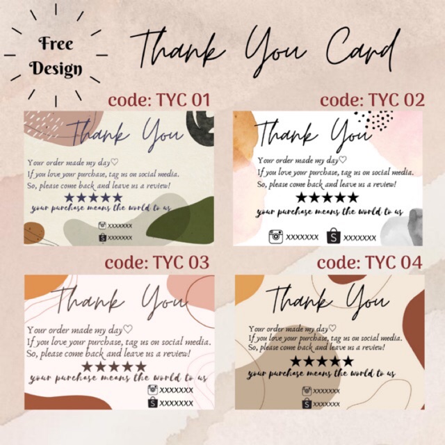 Free Bonus Thank You Card Thanks Card Online Shop Kartu Ucapan Terima Kasih Shopee Indonesia