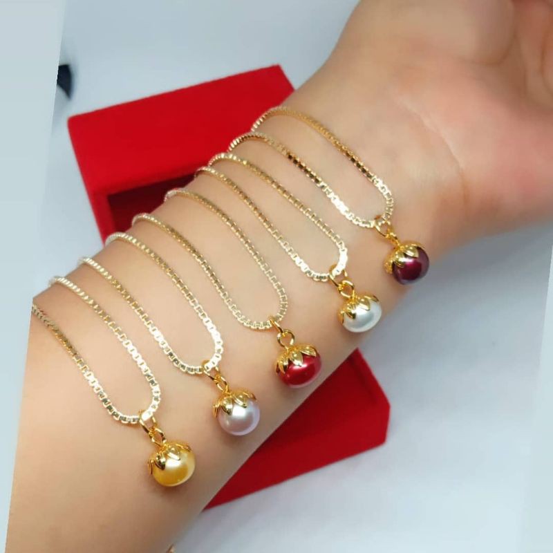 kalung rodhiun dengan liontin kecil mutiara asli lombok