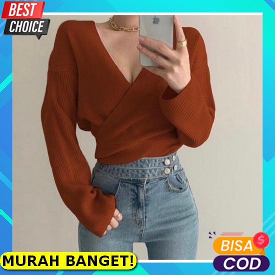 Promo Blouse Wanita Polos Sabrina Murah Import Blus Cewek Kekinian Korea Baju Atasan Sanria Sweater 