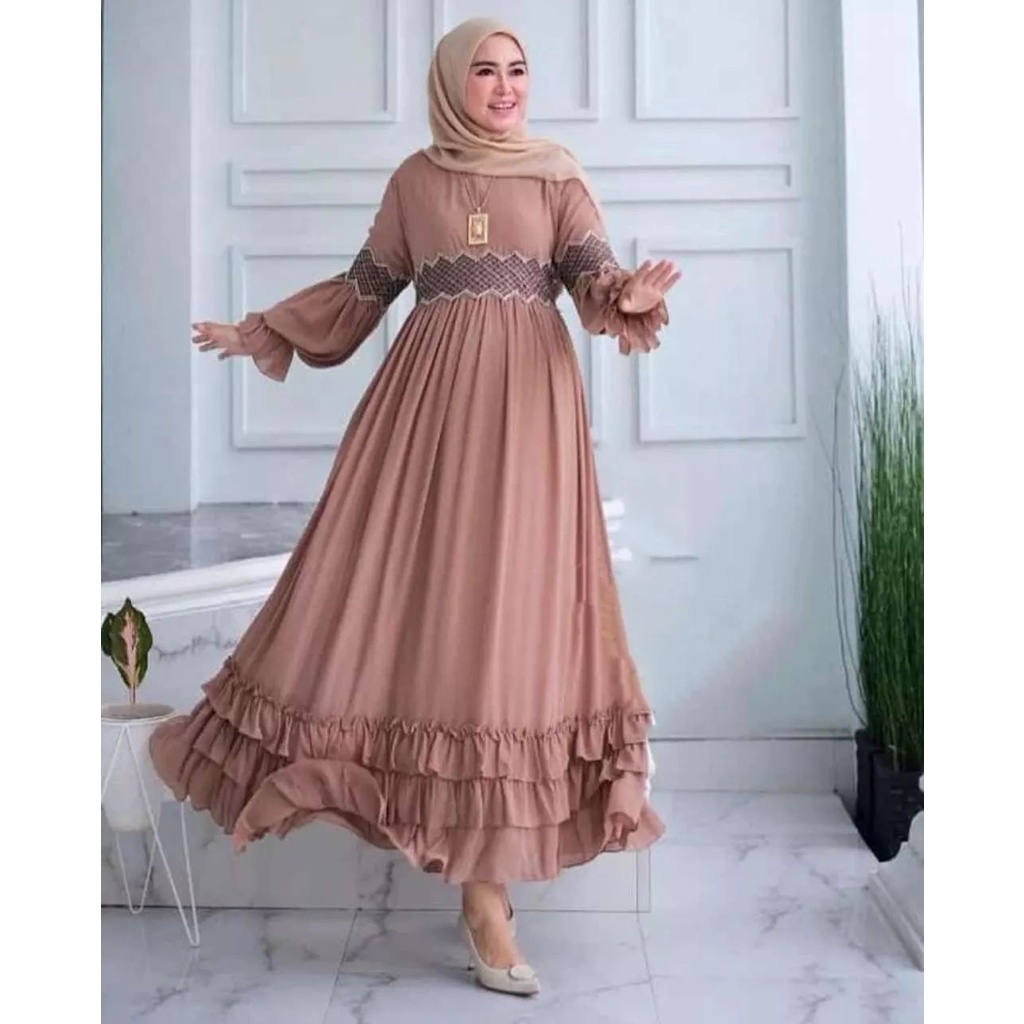 FUJITA DRESS BP CERUTY BABYDOLL APLIKASI RENDA LD 110 XL  BAJU DRES  TERBARU SIMPLE KEKINIAN DAN ELEGAN BAJU DRES MURAH DAN KEKINIAN 2022