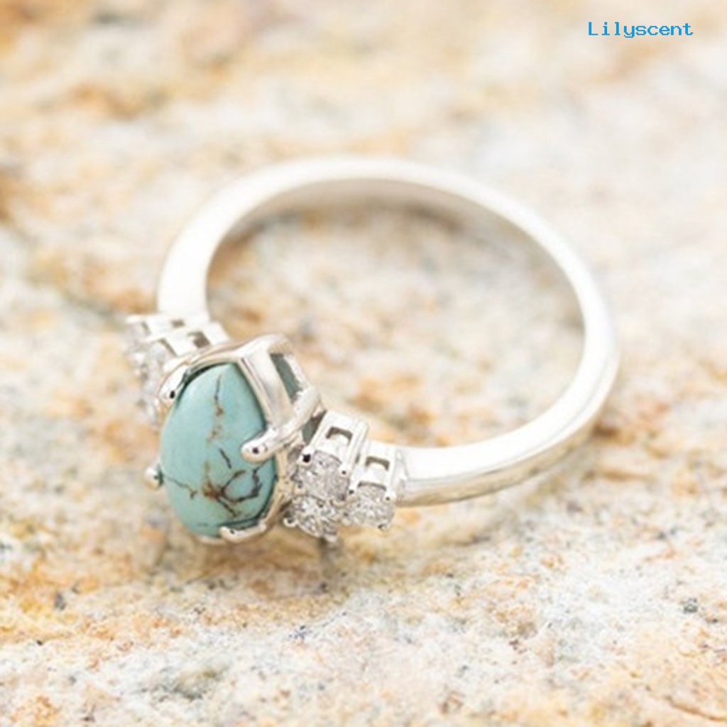 3pcs / Set Cincin Batu Turquoise Imitasi Untuk Wanita