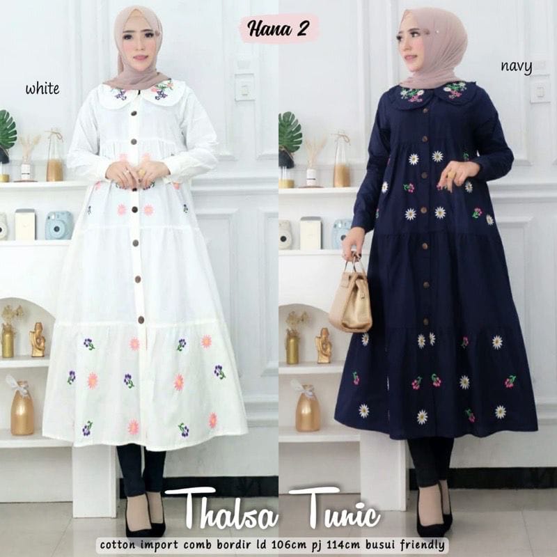 Thalsa Tunik Cotton Import  Bordir 4 Varian Warna