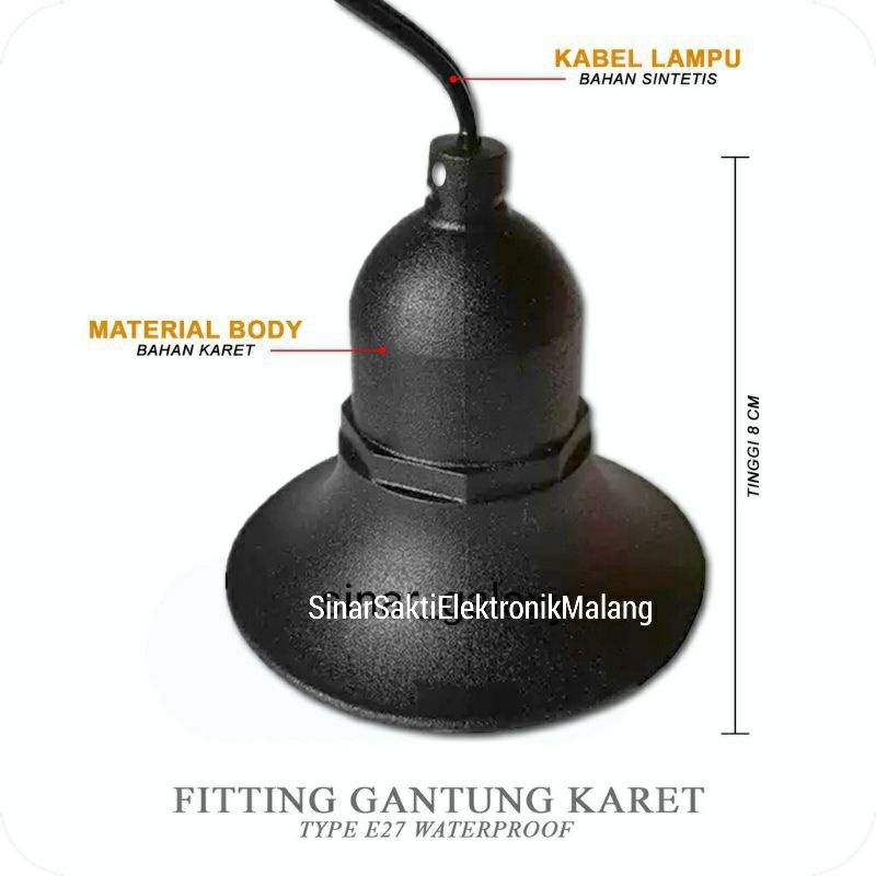 Fitting Lampu Gantung Fiting Karet Outdoor Anti Air Waterproof E27