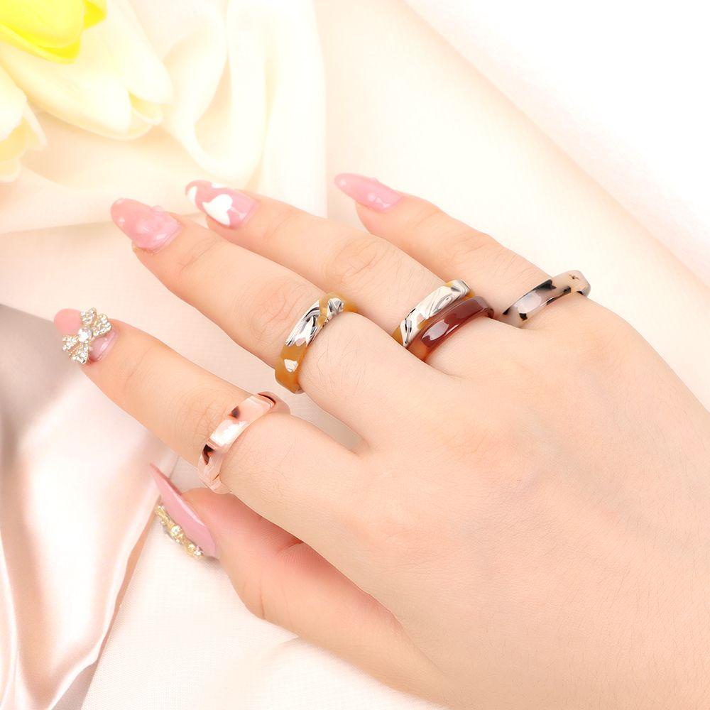 Lily Asetat Cincin Unisex Gadis Wanita Hadiah Pesta Kreativitas Perhiasan Vintage