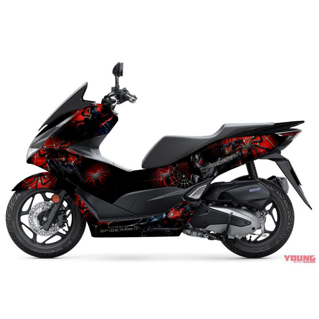 Decal Sticker Honda PCX 160 Disain Custom Spiderman 004