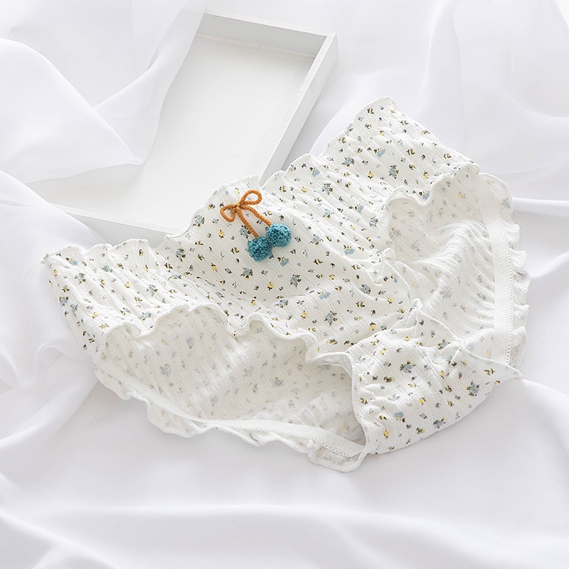 Celana Dalam CD Wanita Korea (Italian Ville) Motif Lucu CD Undies Katun Import Sejuk Seamless-Floral Farm