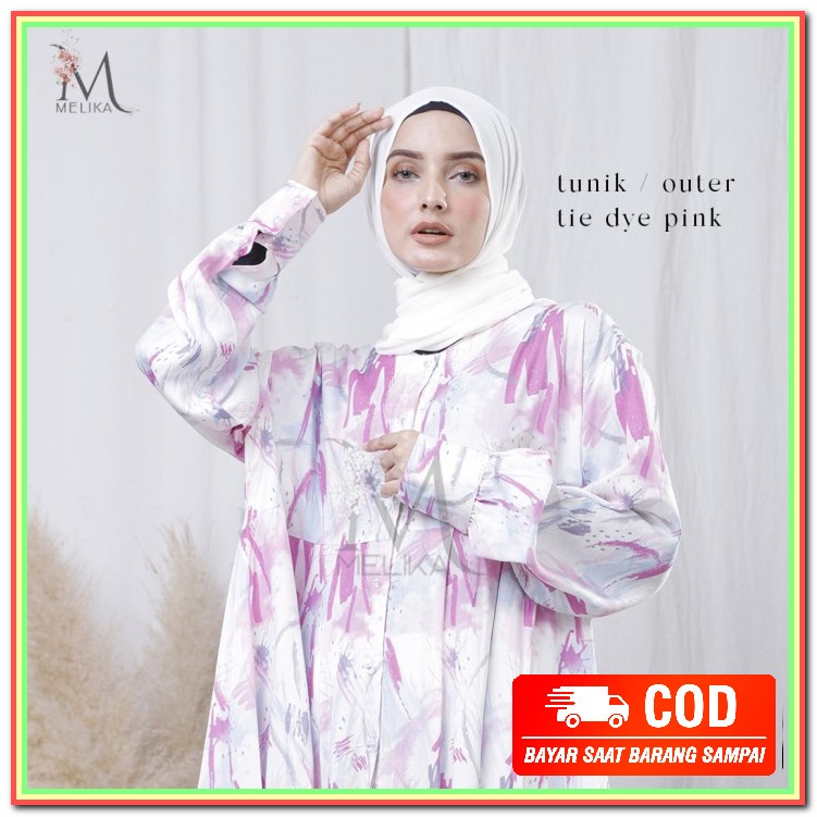 Qc Cantika Tunic, Baju Atasan Dress Muslim Wanita Fashion Hijab T EK387 Daster Tunik/Outer Tie Dye