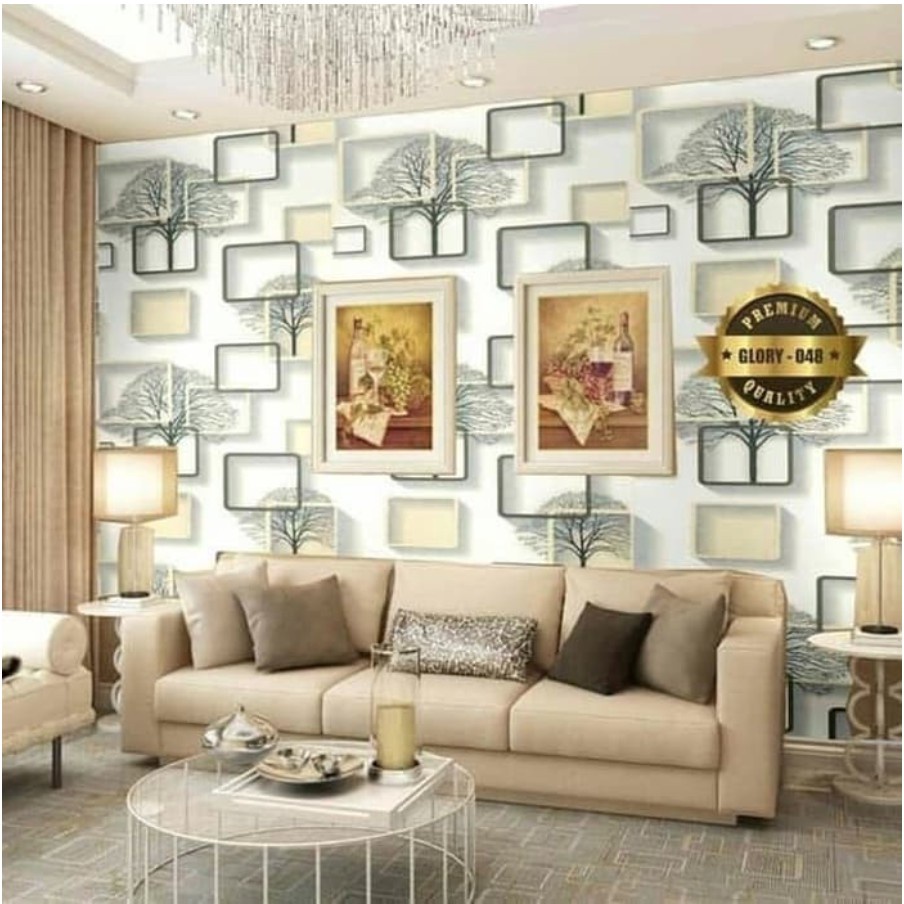 Wallpaper Dinding Motif Kotak Emas 3D Ukuran 10 Meter x 45 CM