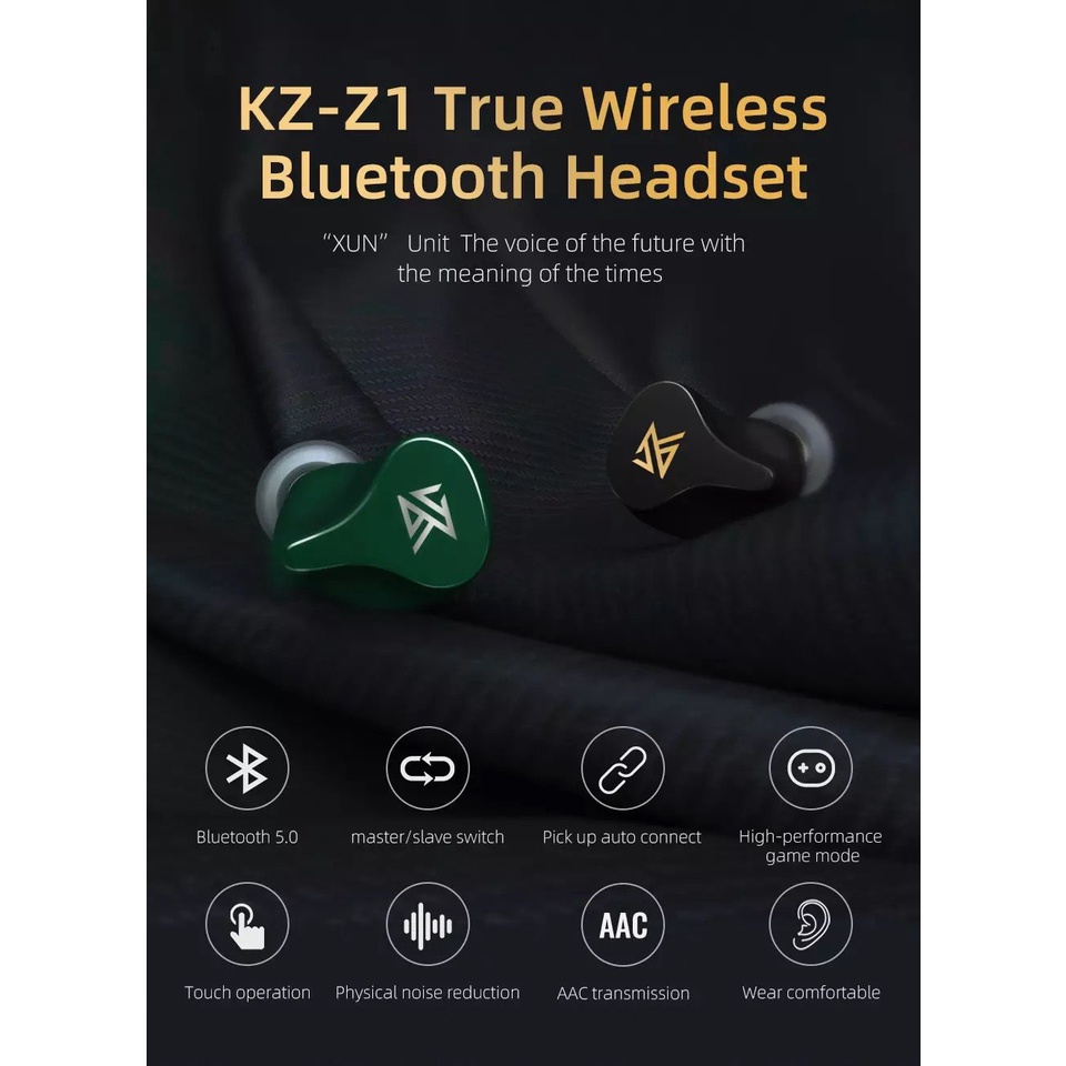 Knowledge Zenith Earphone Bluetooth TWS KZ Z1 Wireless - Hybird Driver 1BA + 1DD