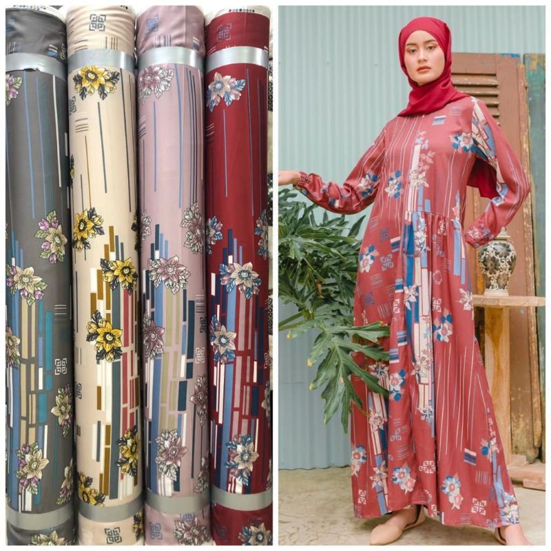 kain premium silk • motif daffodil • kain meteran murah • kain sarimbit