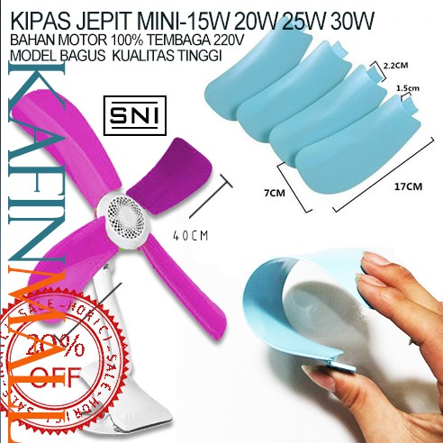 MURAH 15W 20W 25W 30W Mini Fan KIPAS JEPIT MINI/ KIPAS JEPIT DINDING MEJA 4 BALING-BALING Bahan