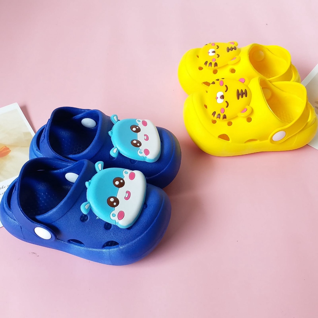 HappyOliver DINO&amp;TIGER Prewalker anak Sandal slop anak laki perempuan cewek import