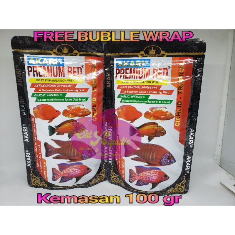 Akari Premium Red Cichild red 100 g pelet ikan akari Premium pakan ikan akari premium Red 100 gr