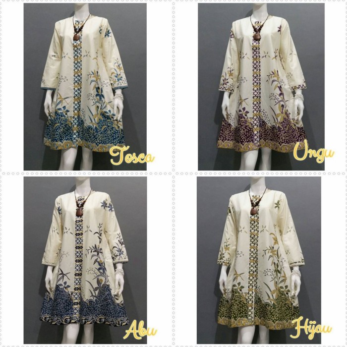 Baju Wanita Tunik Terbaru Motif Batik Putih