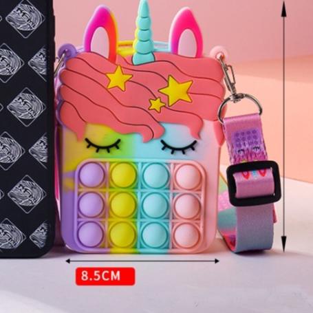 ☃ Pop It Wallet Unicorn Cross Bag - Tas Anak Pop It Mini Sling Bag ☏