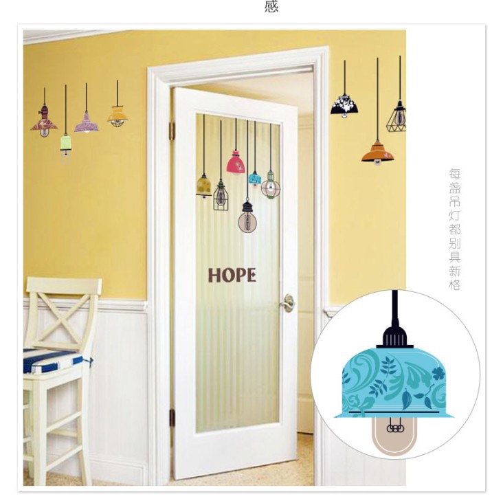 WALLSTICKER LAMP LAMPU HOPE GANTUNG WALSTIKER WALLSETIKER SETIKER CAAFE CAFEE UK 60X90CM STIKER DINDING TEMBOK STICKER CAFE RUANG TAMU KAMAR RUANG TAMU