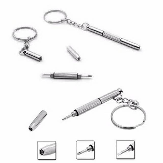 GANTUNGAN KUNCI OBENG PLUS MINUS MINI SCREWDRIVER KEYCHAIN EDC 4IN1 PORTABLE TOOL |6004