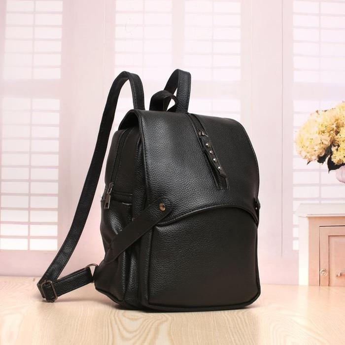 Tas Ransel Cewek Simple Elegan Import Black Hitam EL190931