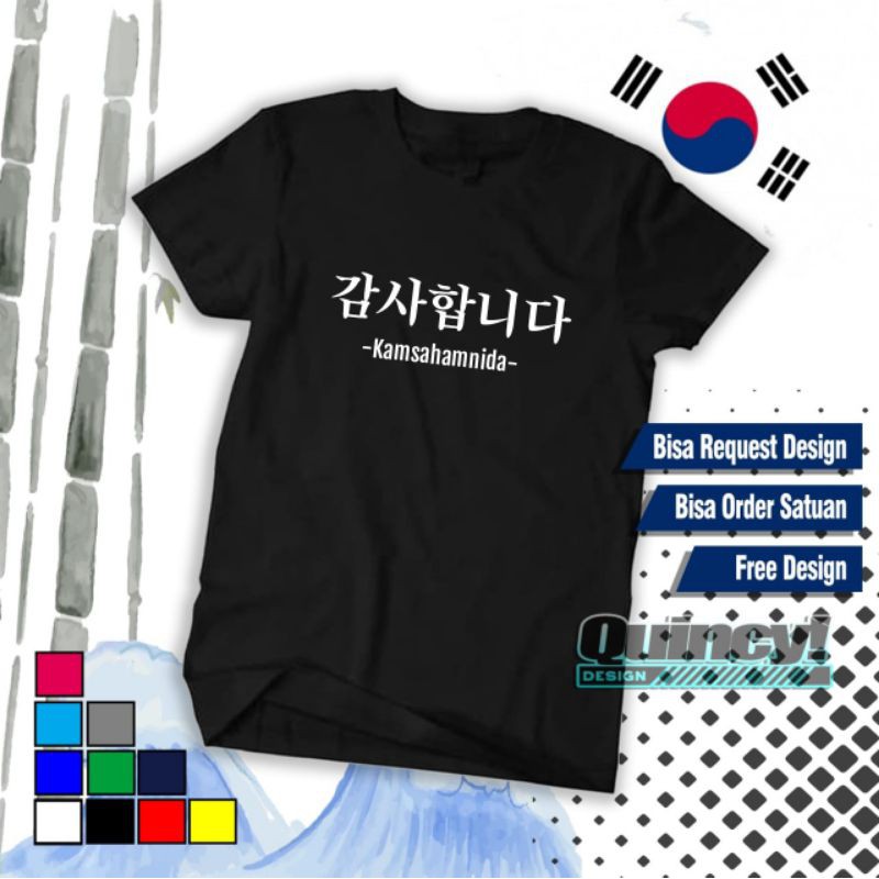 KAOS PRIA/Terlaris Kaos Tulisan Korea Kamsahamnida Kaos Korea Murah