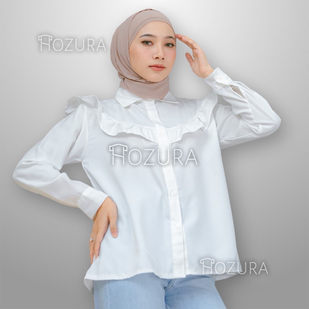 HOZURA - Blouse Nagita - Atasan Kemeja Pakaian Wanita - Dewia Blouse - Olive Blouse Atasan Wanita - Pakaian Terlaris - Korean Style - Atasan Wanita Terbaru Kekinian - Korean Blouse - Arina Blus - Lady Crincle Korean Top - Kemeja Wanita Murah COD Gratis