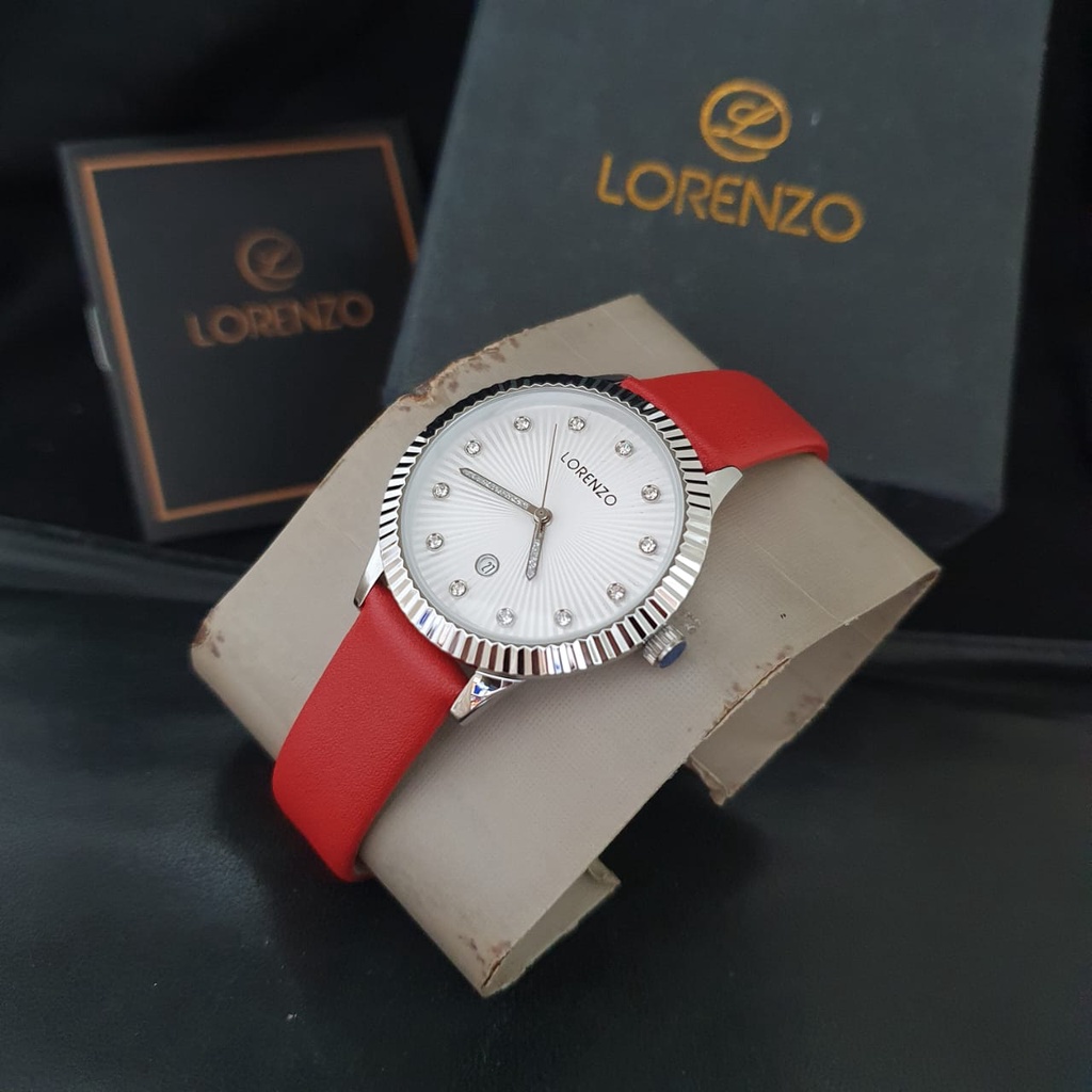 JAM TANGAN LORENZO ORIGINAL LEATHER STRAP KULIT R-1081/JAM TANGAN CEWEK TALI KULIT/LORENSI R-1081