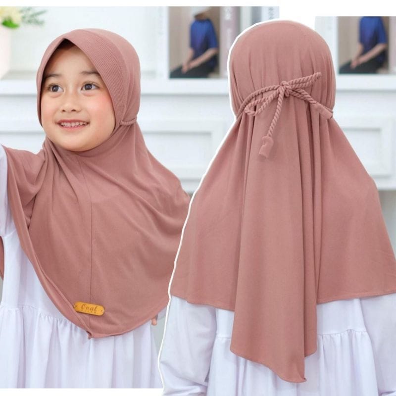 Jilbab Anak Ropel Tali Ulir Usia 3-7 Tahun Bahan Jersey Terbaru / Alody's Collection