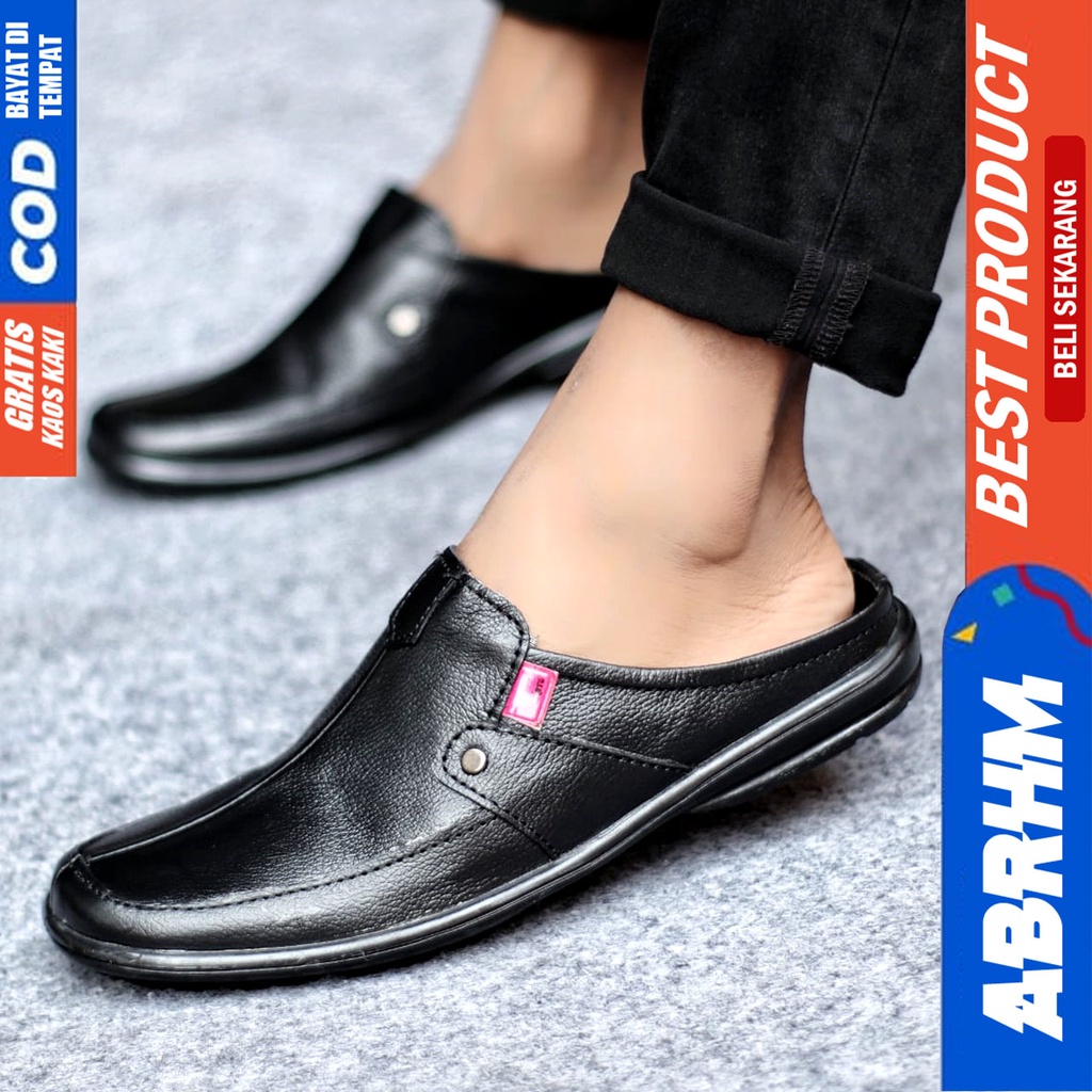 Sepatu Sandal Casual Kulit Asli Bustong Tutong Sendal Slop Original Murah Terbaru Kekinian