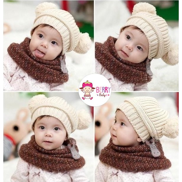 Berry Mart Topi Rajut Korea Bayi Impor Bear Berry Mart