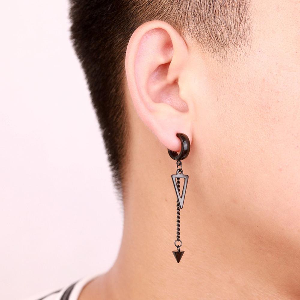 Timekey Anting Tusuk Gantung Wanita Desain Segitiga Gaya Punk Untuk Pesta A4K8