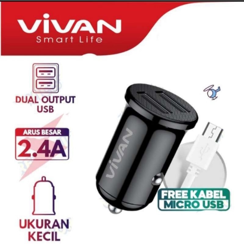 VIVAN VCCO1 ADAPTER CAR CHARGER HP MOBIL 2.4A Mini Dual Port Saver