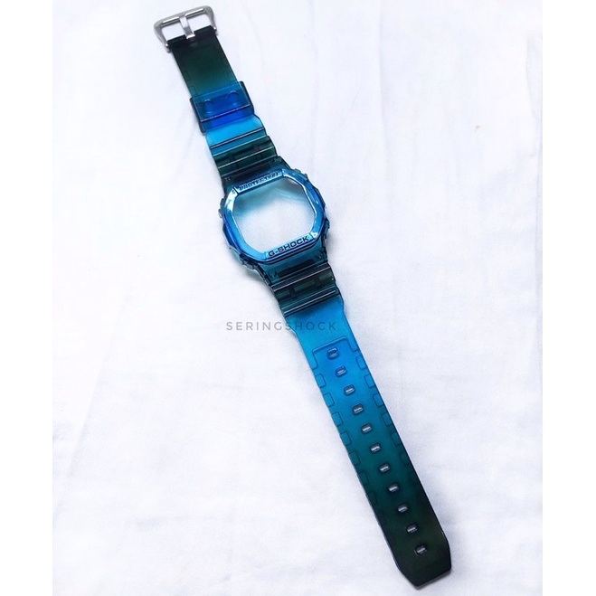 BNB Gshock DW5600 GWB5600 DARK BLUE CLEAR Strap Besel casio G-shock