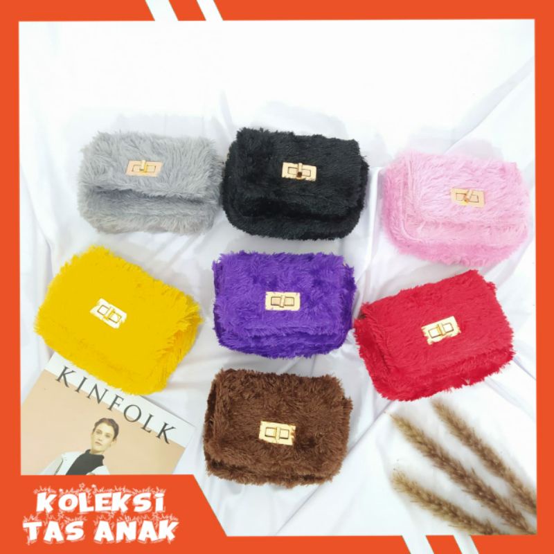 TAS SELEMPANG ANAK PEREMPUAN  BULU TAS SELEMPANG SLINGBAG ANAK RANTAI