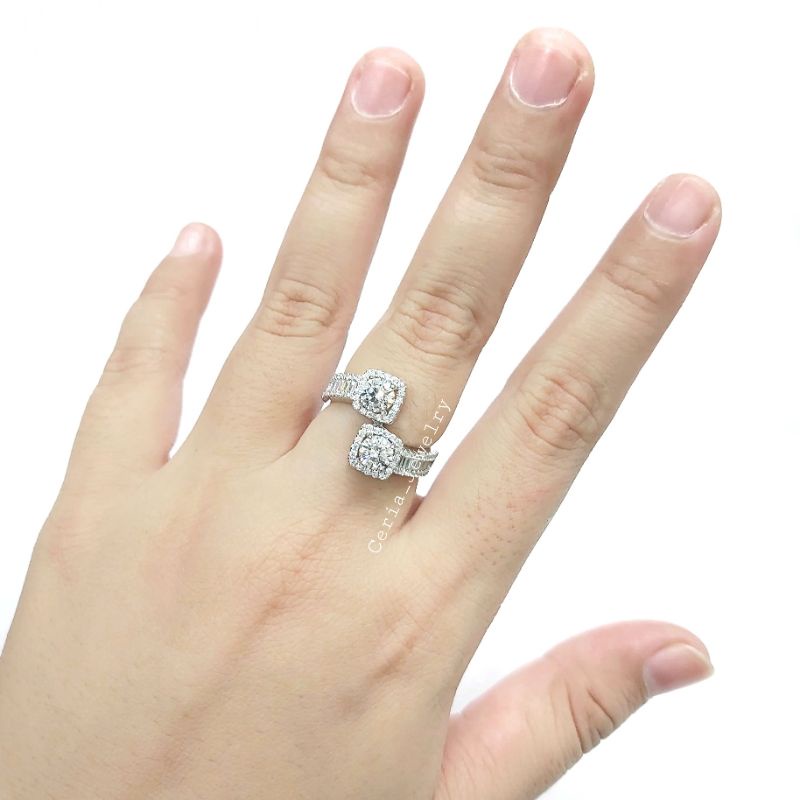 Cincin Perak Asli Silver 925 Lapis Emas Putih Model Kristal - Perhiasan Perak Wanita