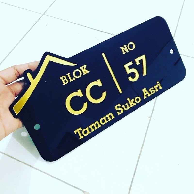 Plat Nomor Rumah Acrylic Tulisan Timbul 2 Lapis