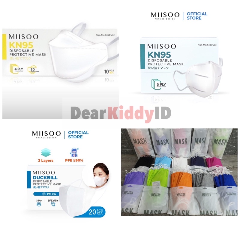 MIISOO KN95 - Duckbill Disposable Protective Mask 3D - Mouson KN 94 4ply / Masker Medis Kesehatan