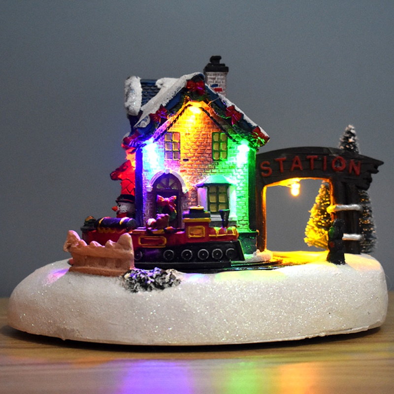 Zzz Miniatur Rumah Salju Dengan Lampu LED Untuk Dekorasi Natal