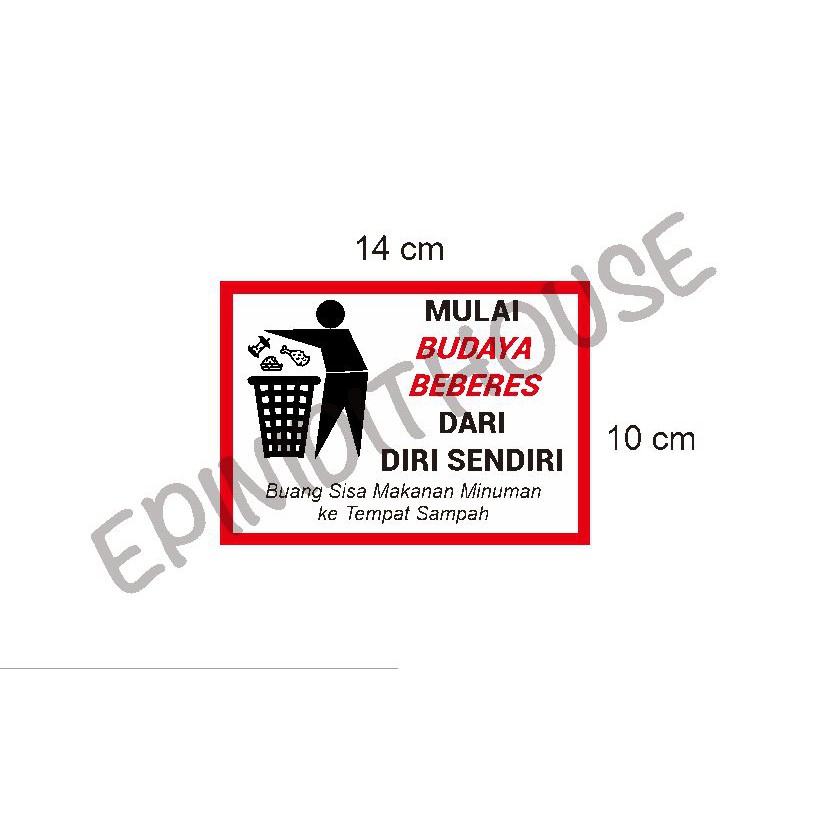 

Stiker Vinyl Budaya Beberes Sampah Makanan Restoran Food Court Cafe